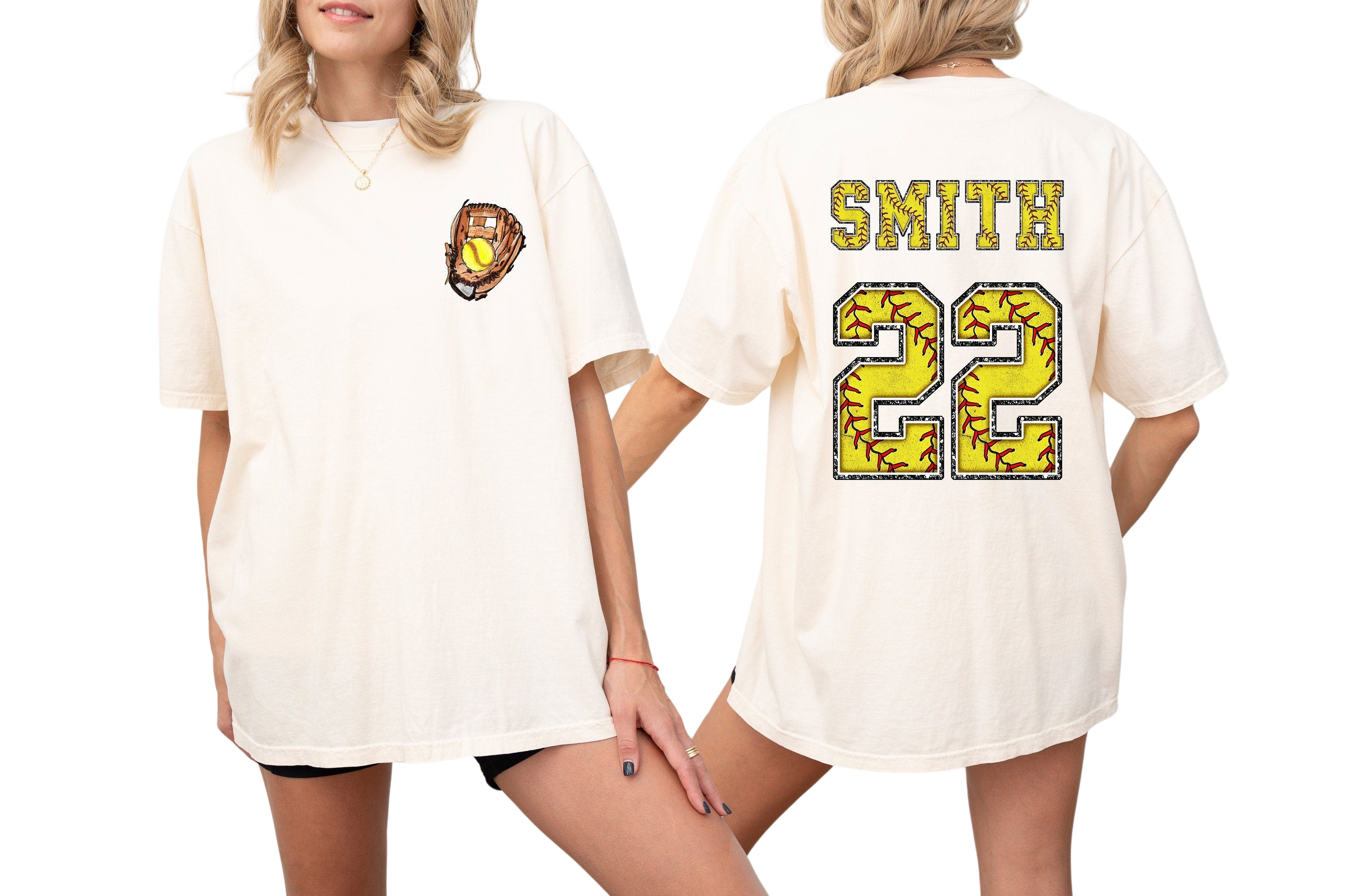 Custom Vintage Washed Tee, Two-sided Softball Tshirt With Custom Number And Name, Sports Shirt,