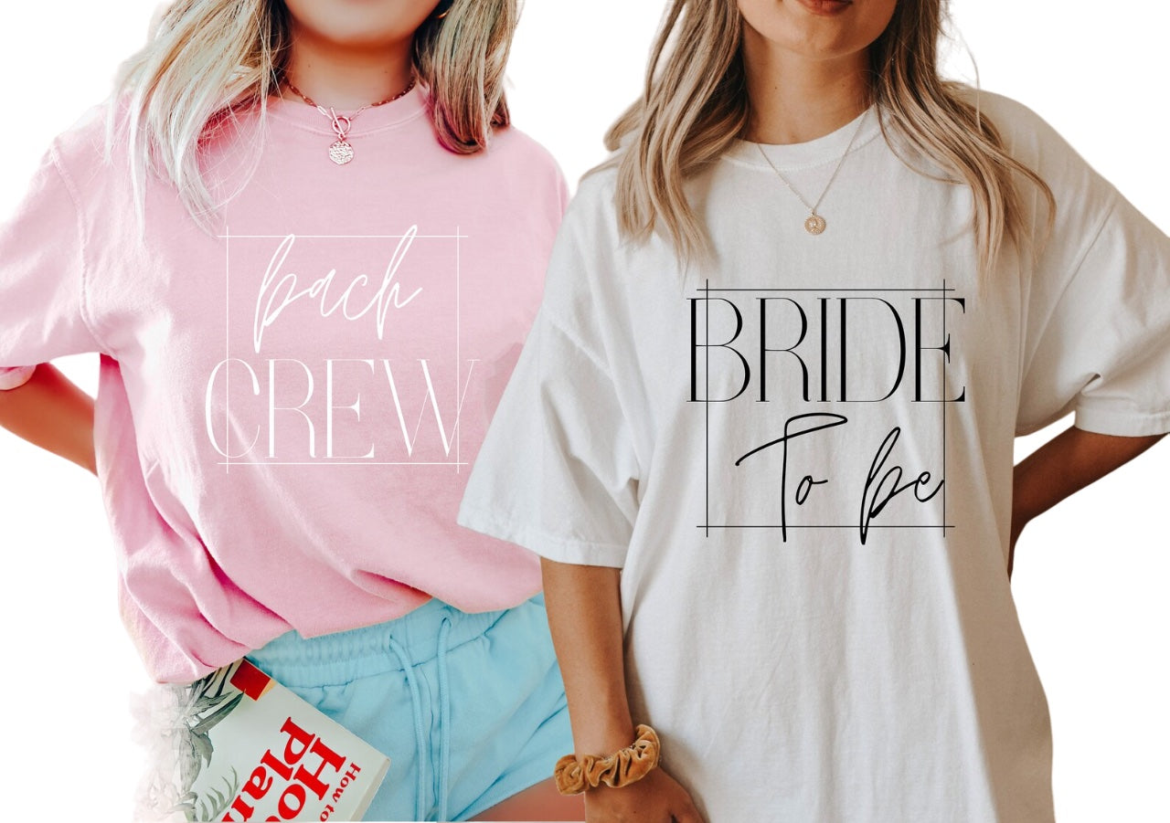 Vintage Washed Tee, Bachelorette Party Shirts, Bach Crew, Bride to Be Script T-Shirt,Retro Graphic