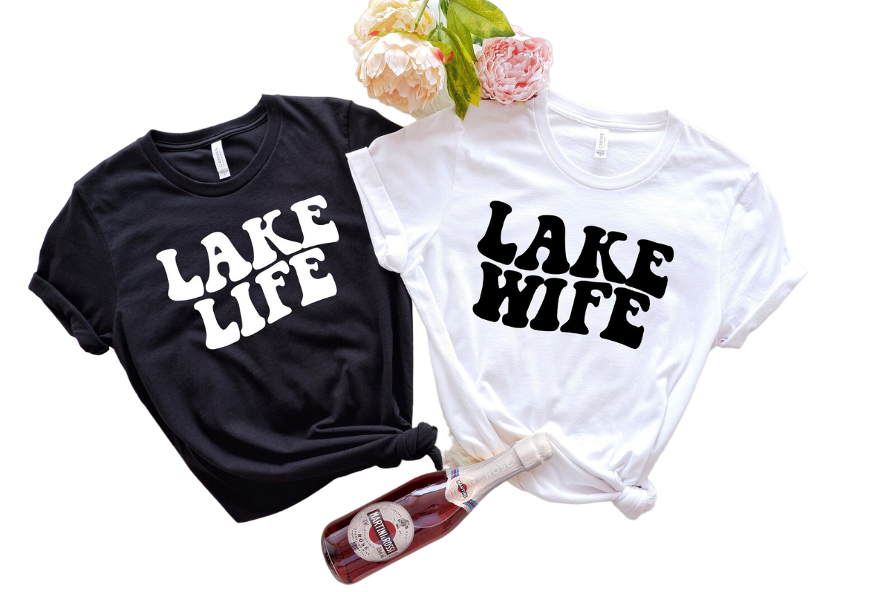 Lake Life Lake Wife Wavy, Retro Batch Shirts, Bachelorette Party Shirts, Lake House Party,