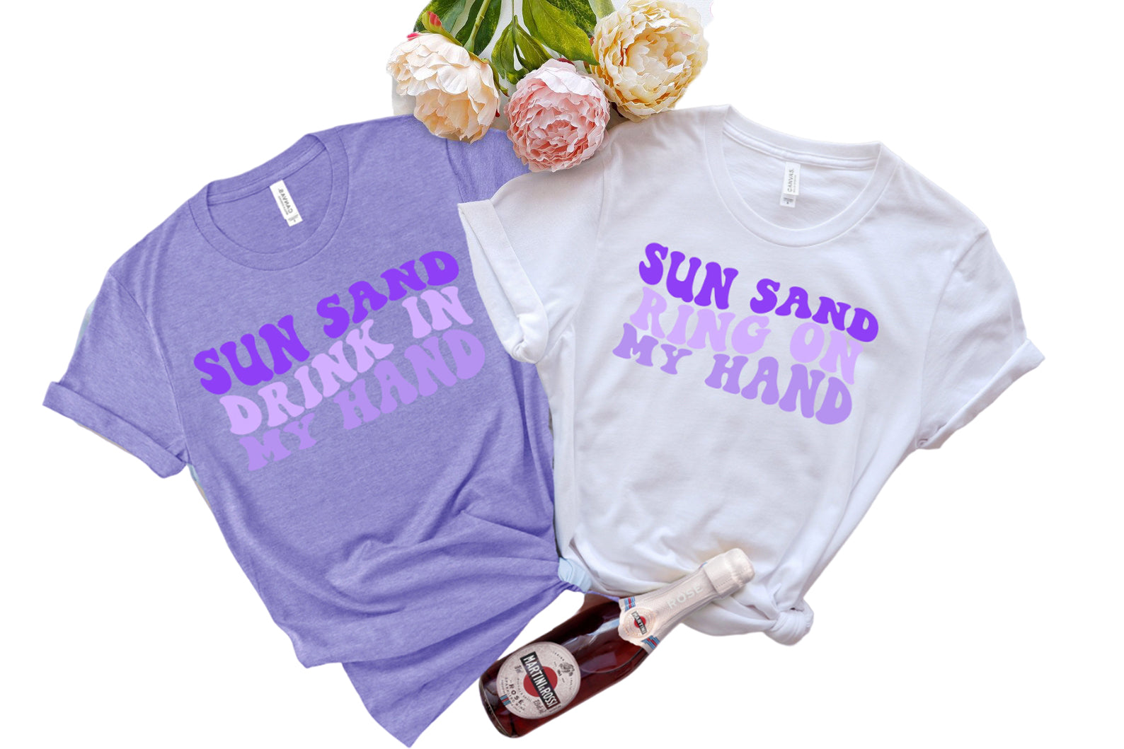 Wavy Sun Sand Drink In My Hand, Ring On My Hand, Retro Batch Shirts, Bachelorette Party Shirts,