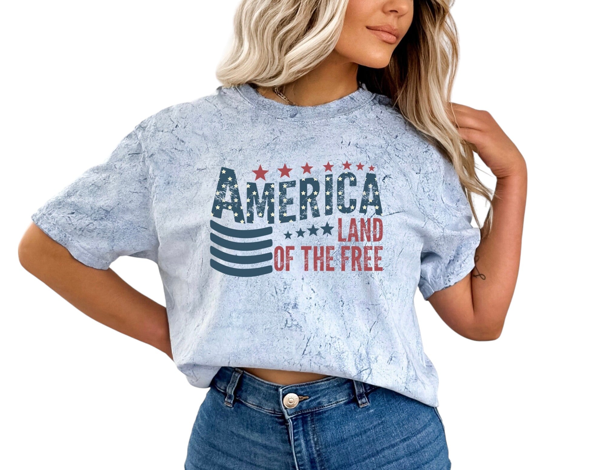 Retro America Tie Dye Vintage Washed shirt,Land Of The Free fourth shirt, Women 4th of July shirt,America Patriotic Shirt, Independence