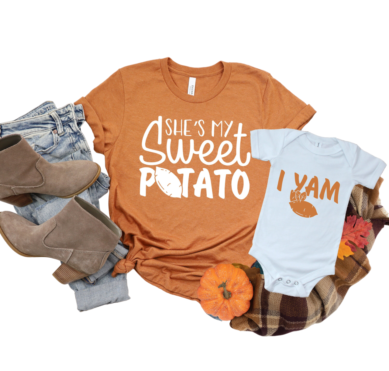 Mommy and Me Shirts, He / She Is My Sweet Potato Shirt | Funny Mom Daughter Son Matching Shirt | Mom