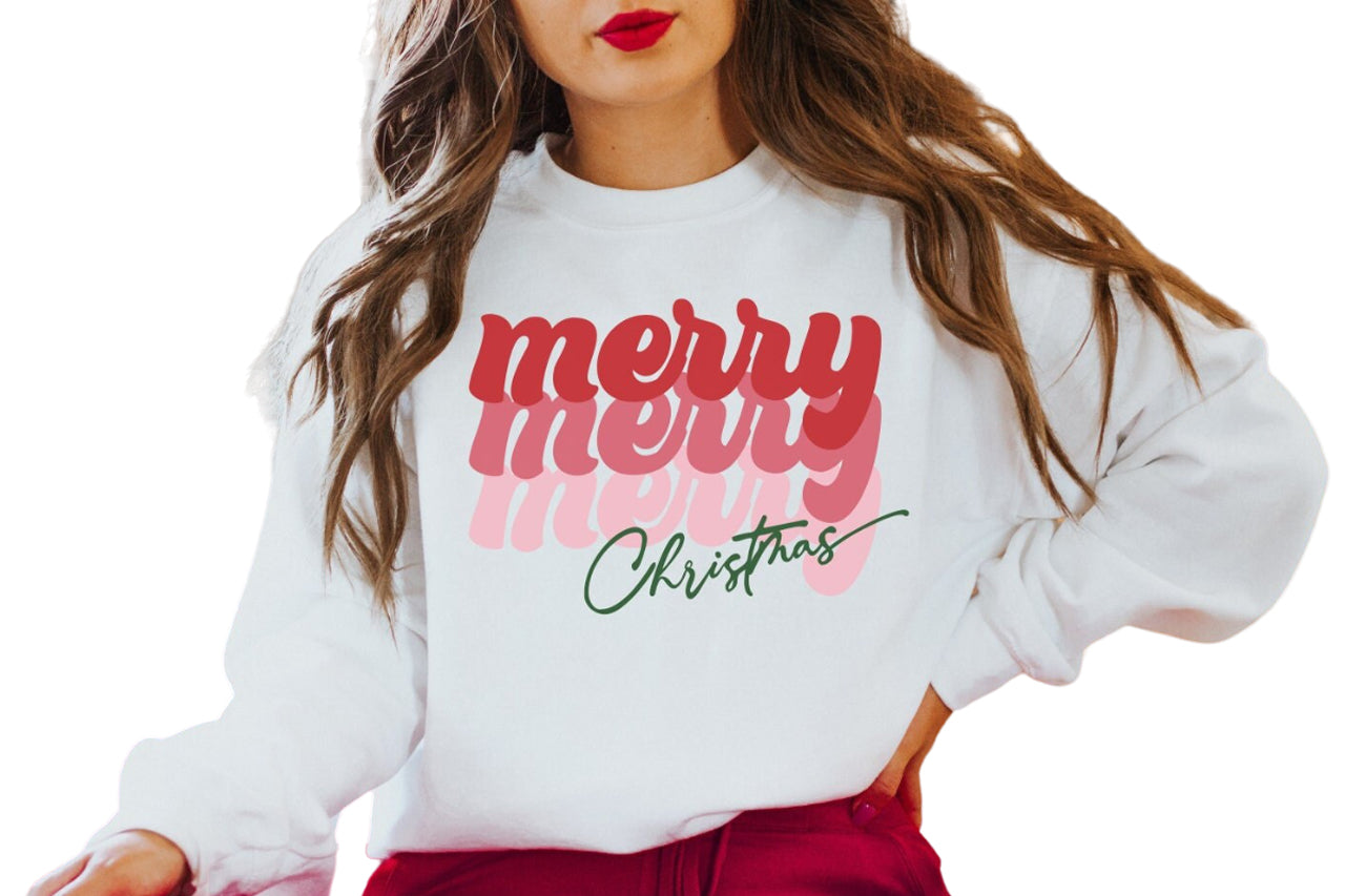 Merry Merry Christmas Sweatshirt, Gildan Sweatshirt, Merry Merry Retro Vintage Sweatshirt, Holiday