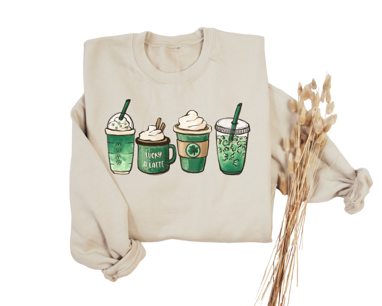 St Pattys Day Sweatshirt, Women Sweatshirts for Shamrock, St Paddy Day Shake, Coffee Shamrock Shirt,