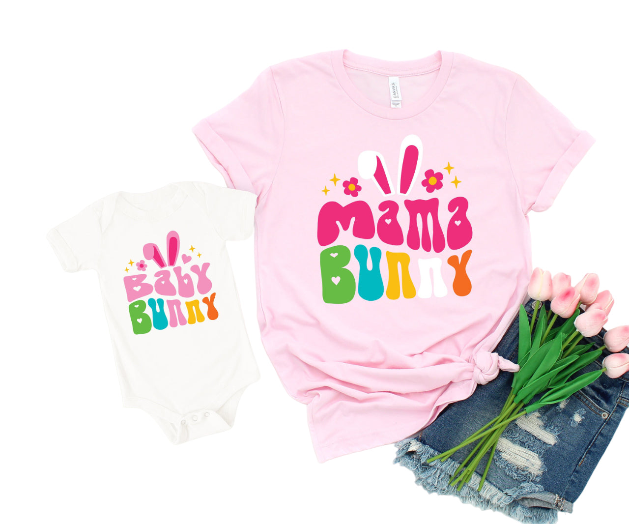 Mommy and Me Easter Matching Outfits, Mamma Bunny Baby Bunny, Mommy and me Shirts, Easter Matching