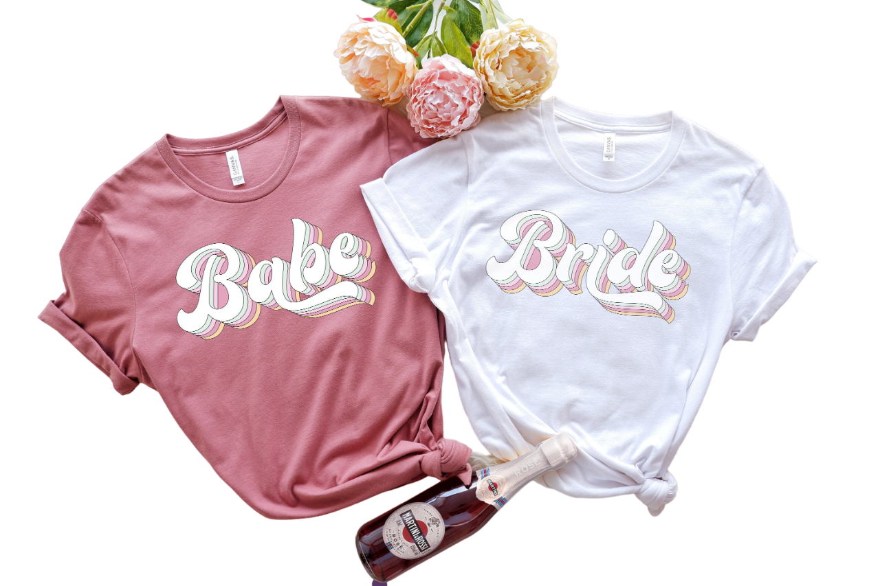 Bride And Babe Retro Batch Shirts, Bachelorette Party Shirts, I Do Crew, Bachelorette T-shirt, Girls