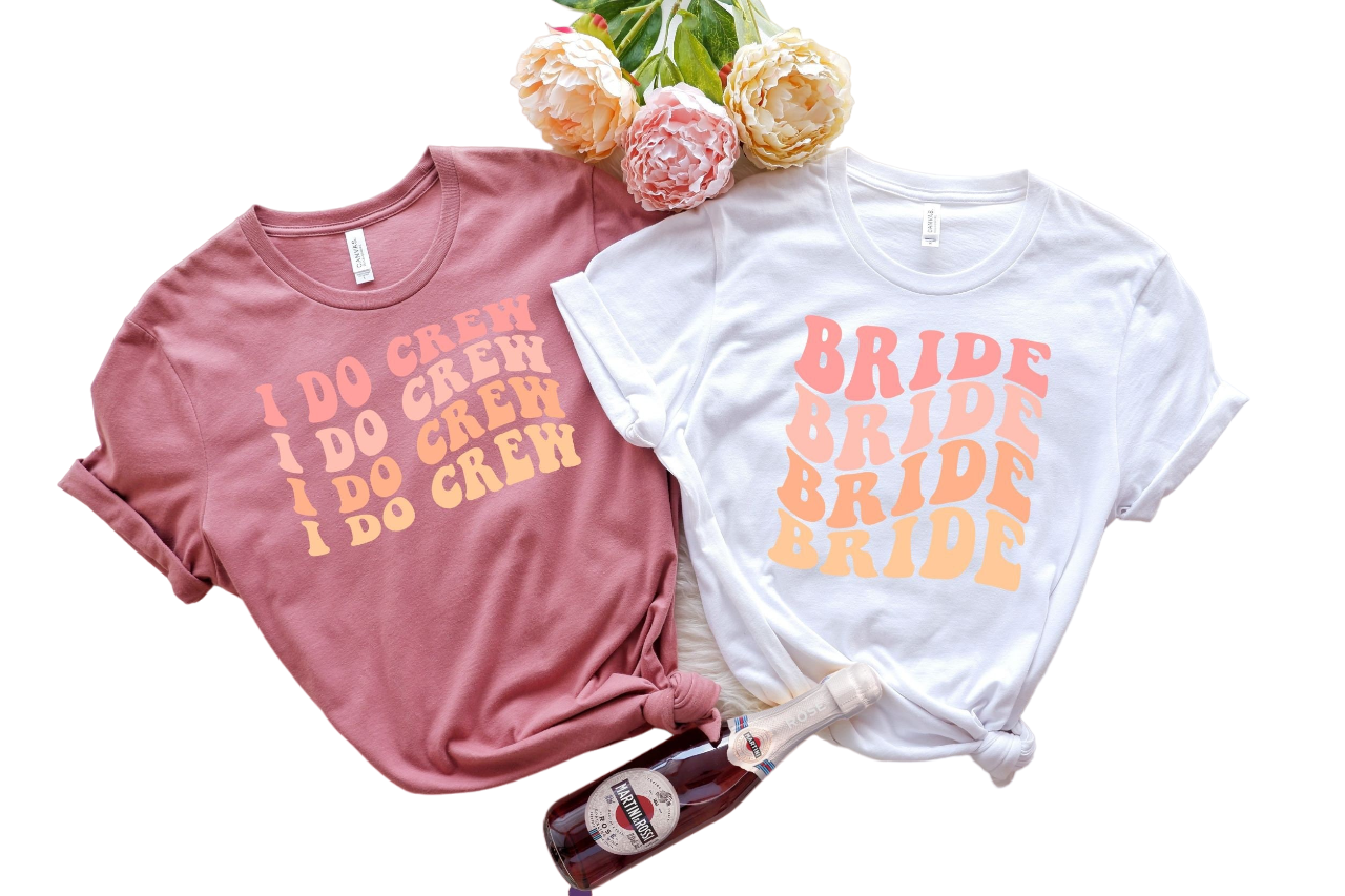 Wavy Bride And I Do Crew, Retro Batch Shirts, Bachelorette Party Shirts, I Do Crew, Bachelorette