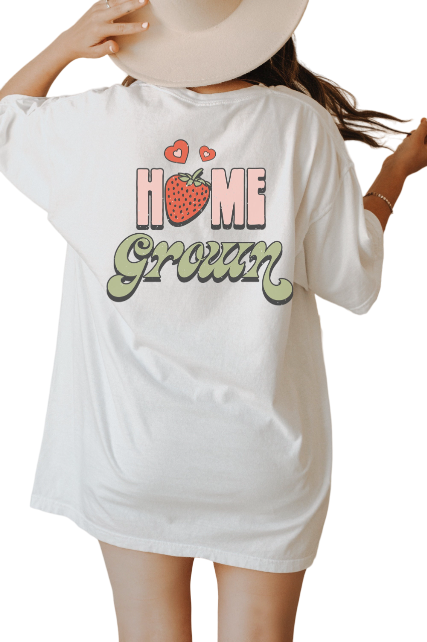 Home Grown Strawberry Vintage Washed Shirt, Retro Strawberry Tee, Vintage For Woman, Oversized