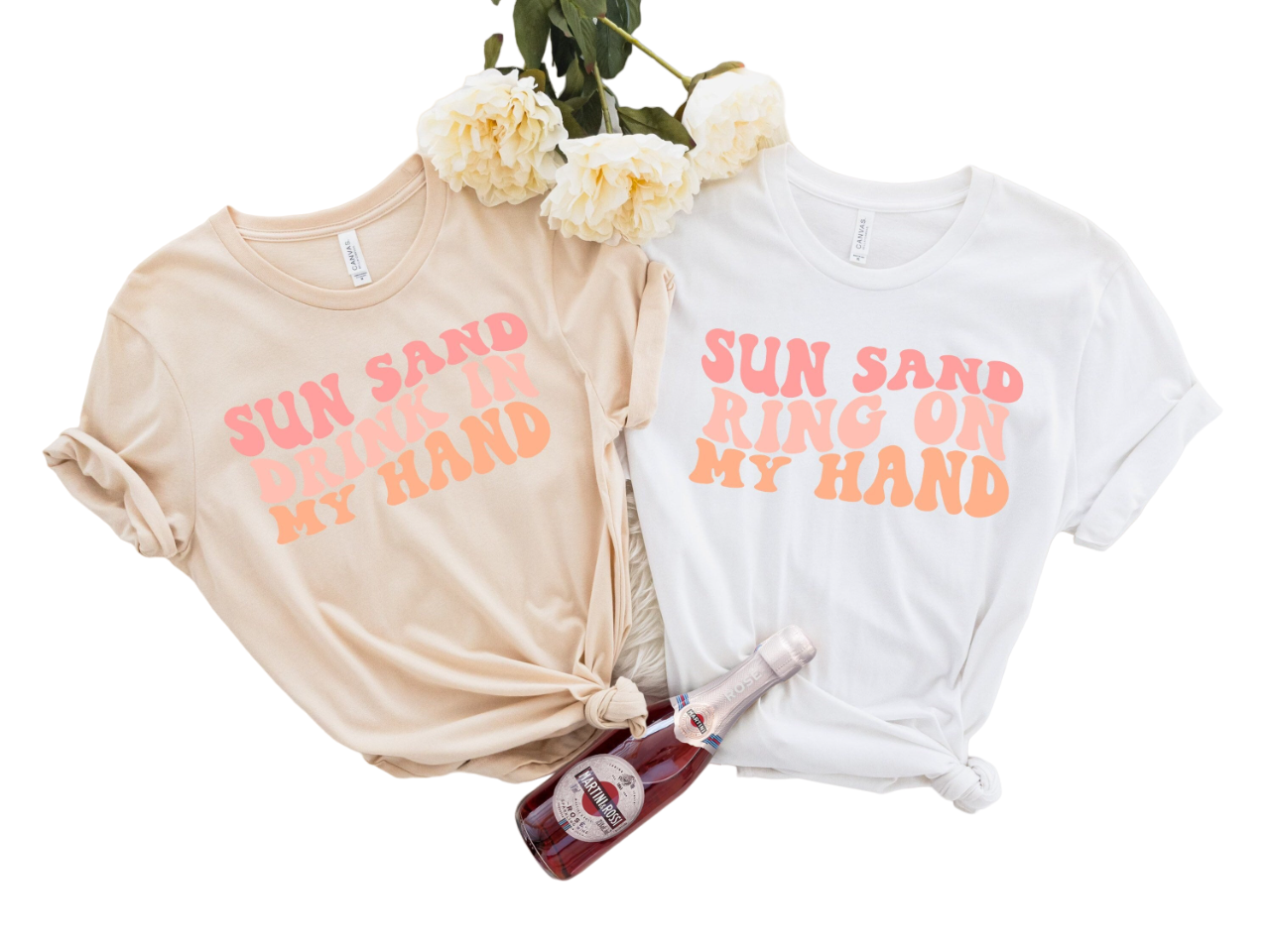 Wavy Sun Sand Drink In My Hand, Ring On My Hand, Retro Batch Shirts, Bachelorette Party Shirts,