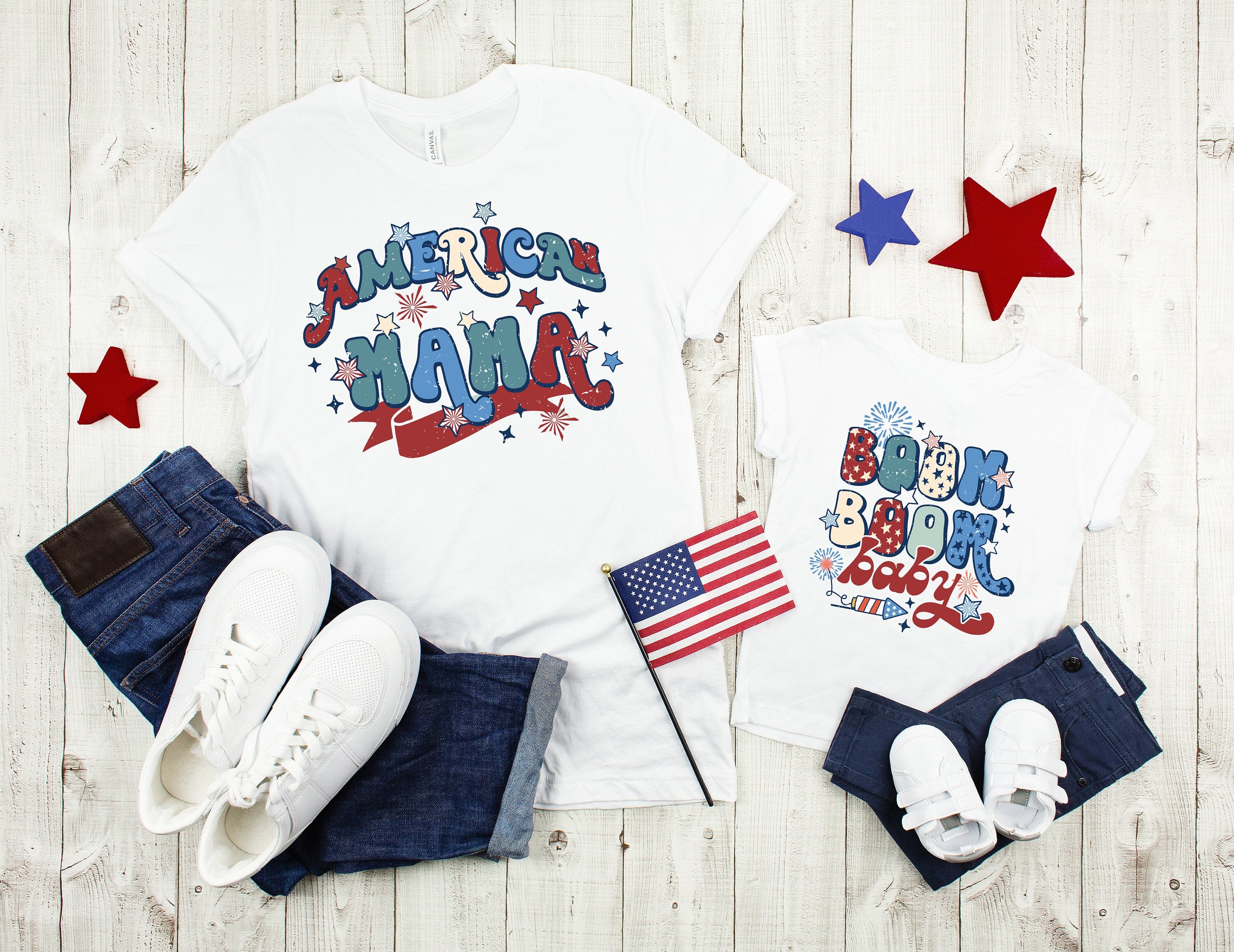 Mommy And Me 4th Of July, Mama And Boom Boom Baby Shirts, Fourth of July Matching Tees, Patriotic Mommy And Me Shirt, 4th Of July Outfit