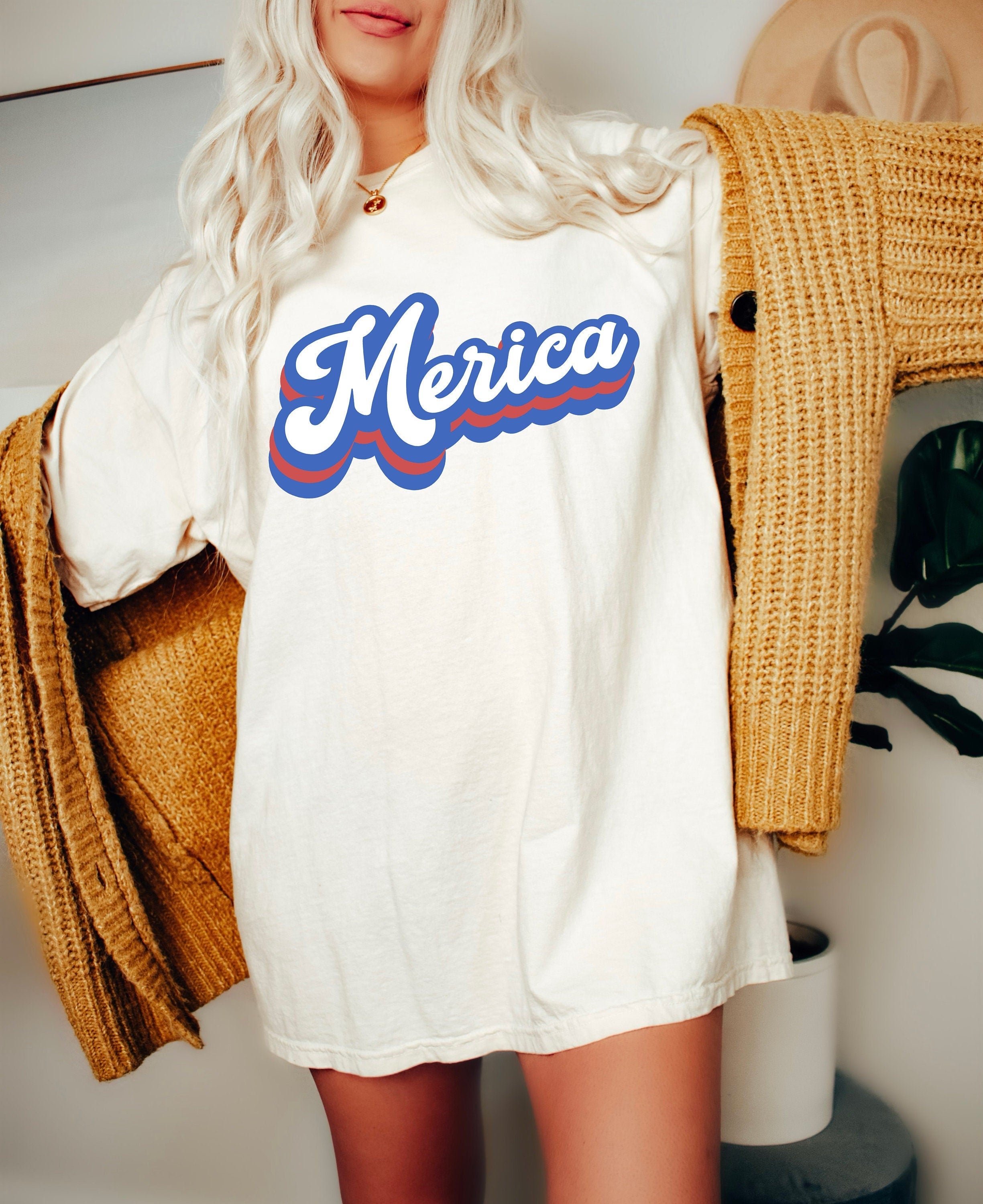 Retro Merica Font USA shirt, 4th of July tee, Retro funny fourth shirt, Womens 4th of July Tee, America Patriotic Shirt, Independence Merica