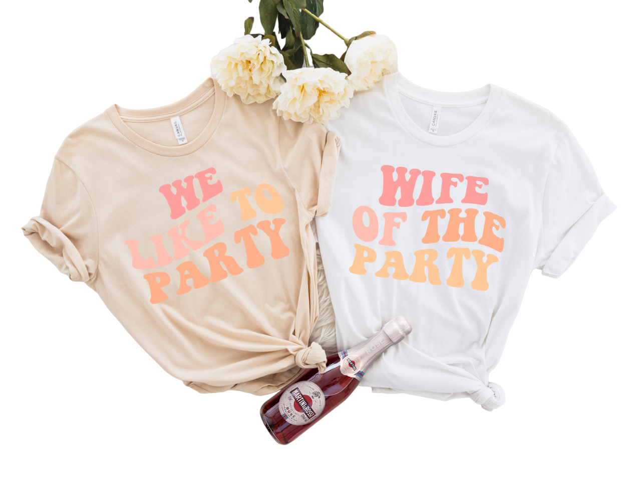 Bachelorette Party Shirts, Wife Of The Party,We Like To Party Graphic T-Shirt,Retro Graphic