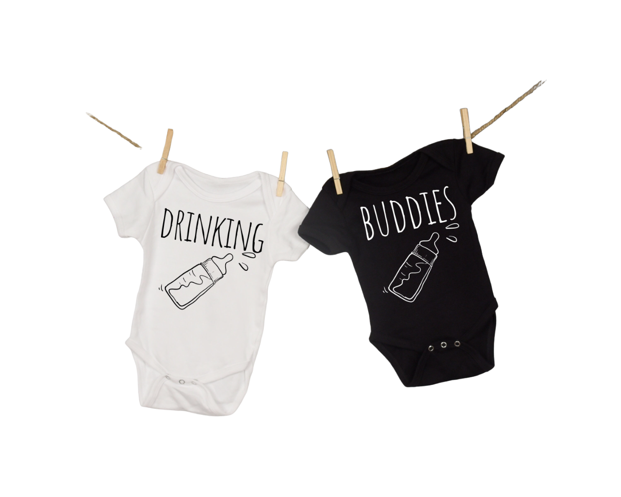 Drinking Buddies Bodysuits, Twin Baby Bodysuits, Black Infant Tee , Twin Girls, Twin Boys, Outfits,