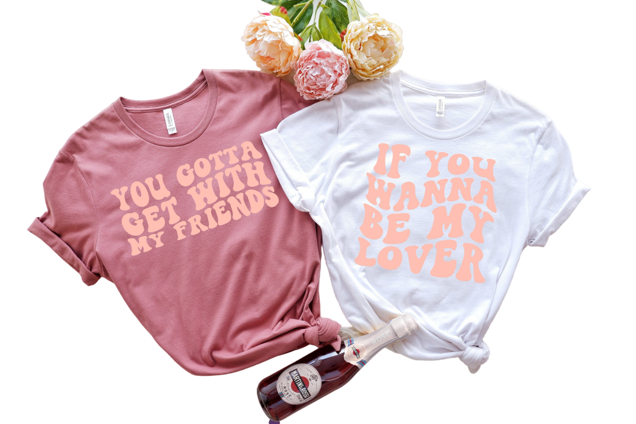 Wavy Lover and Friends, Retro Batch Shirts, Bachelorette Party Shirts, Get With My Friends,