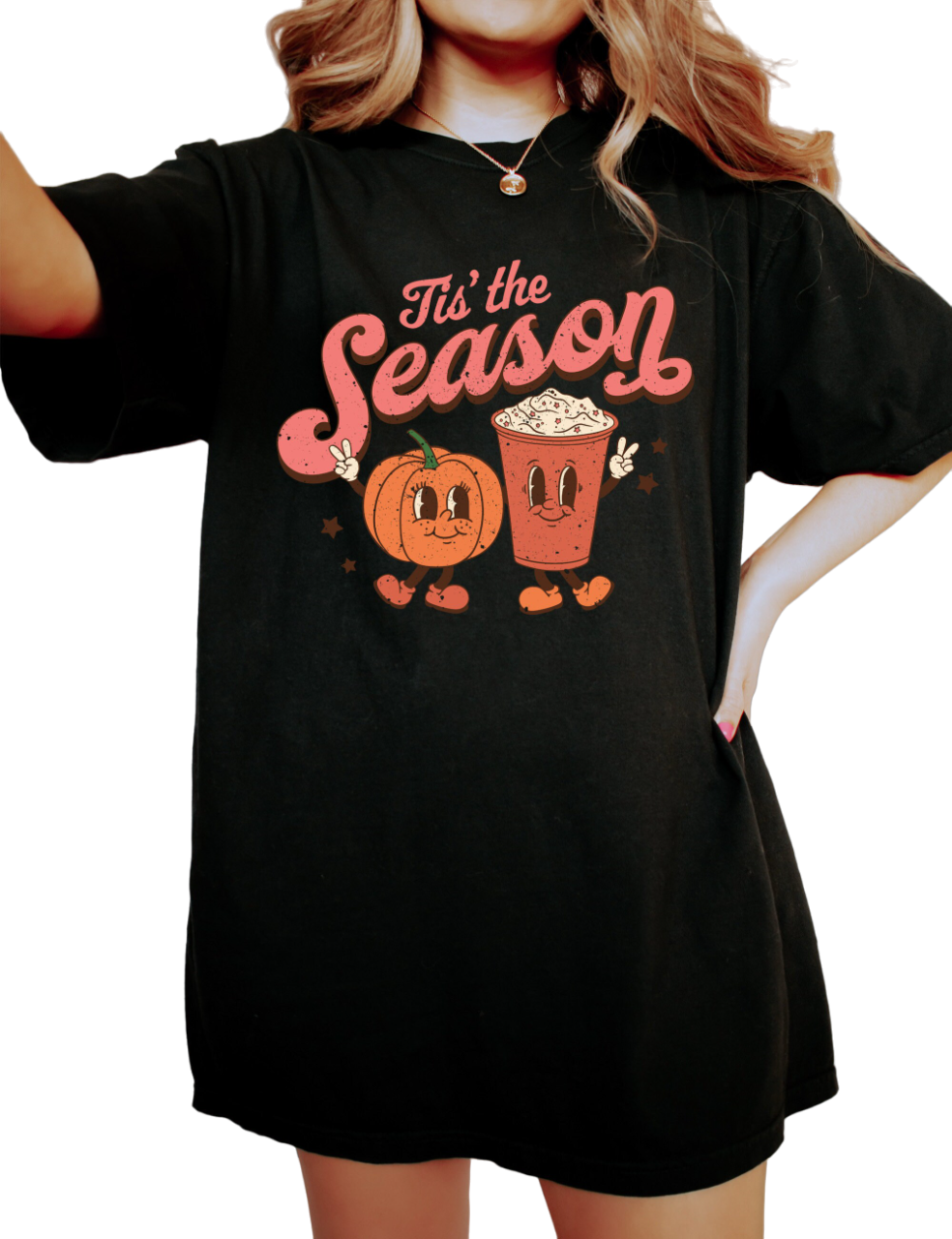 Retro Fall Vintage Washed shirt, Tis The Season, Vintage Fall Pumkin and Pumkin Spice Latte Shirt,