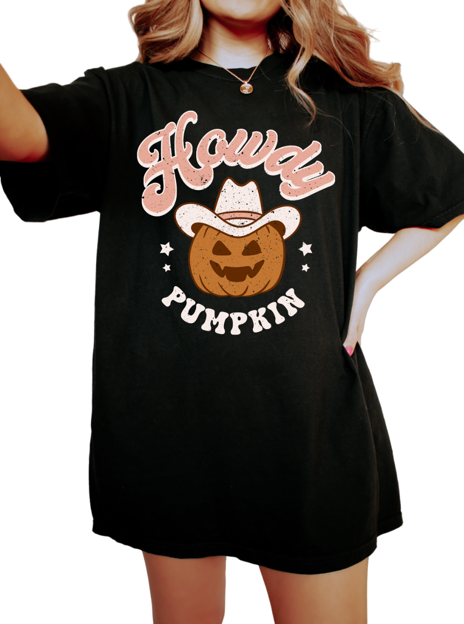 Retro Halloween Vintage Washed Shirt, Howdy Pumpkin Western Shirt, Vintage Ghost Halloween Shirt,