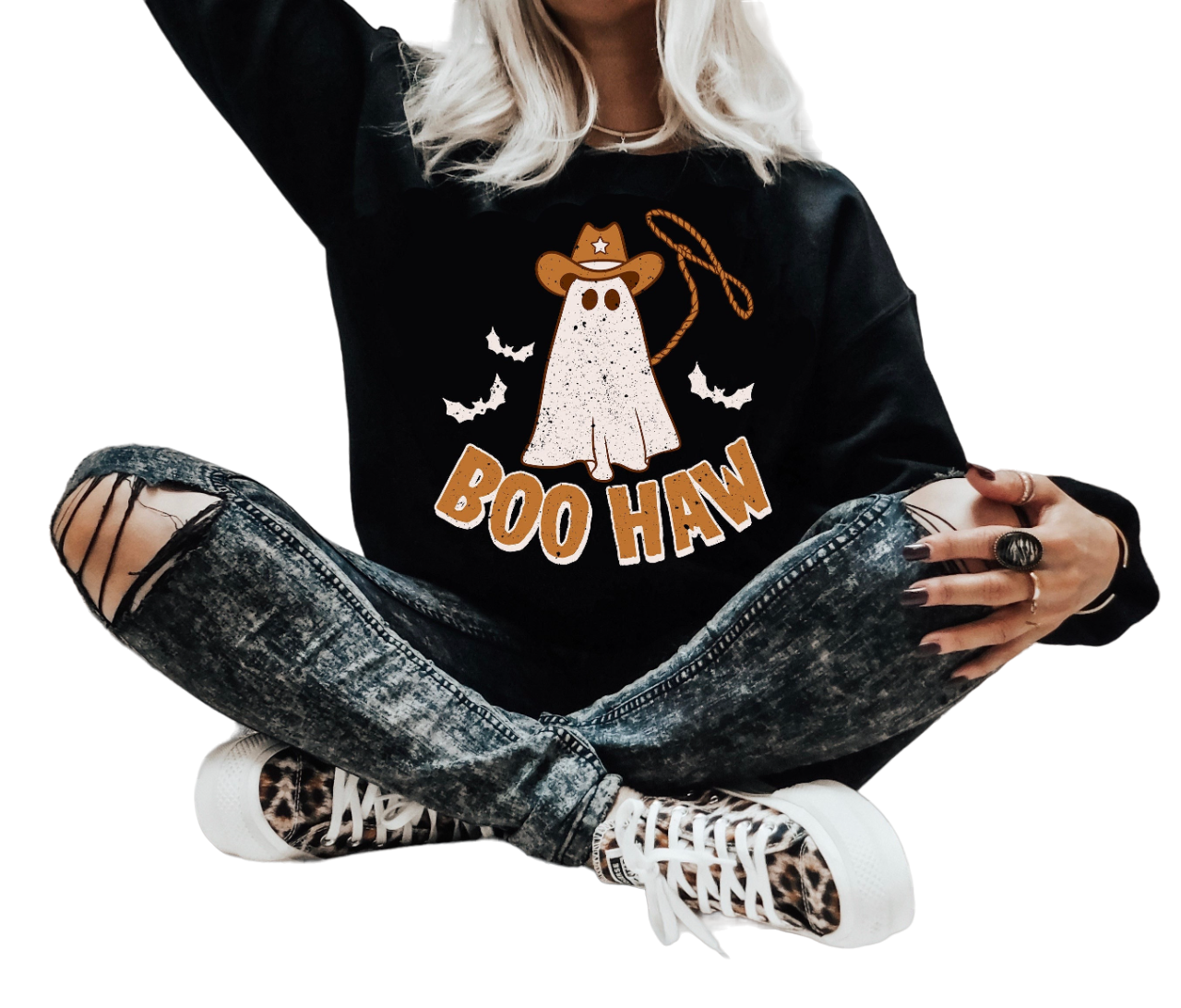 Boo Haw Western Halloween Sweatshirt, Spooky Halloween Mom Shirt, Vintage Sweater, Mama Shirt,