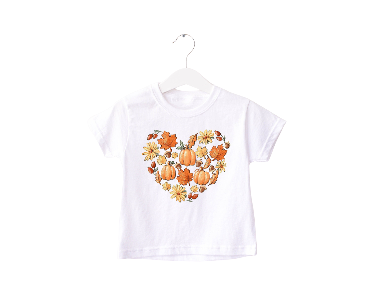 Fall Pumpkins and Leaves Heart, Pumpkin Season Toddler Tee, Cute Fall Girls Shirt, Toddler Youth