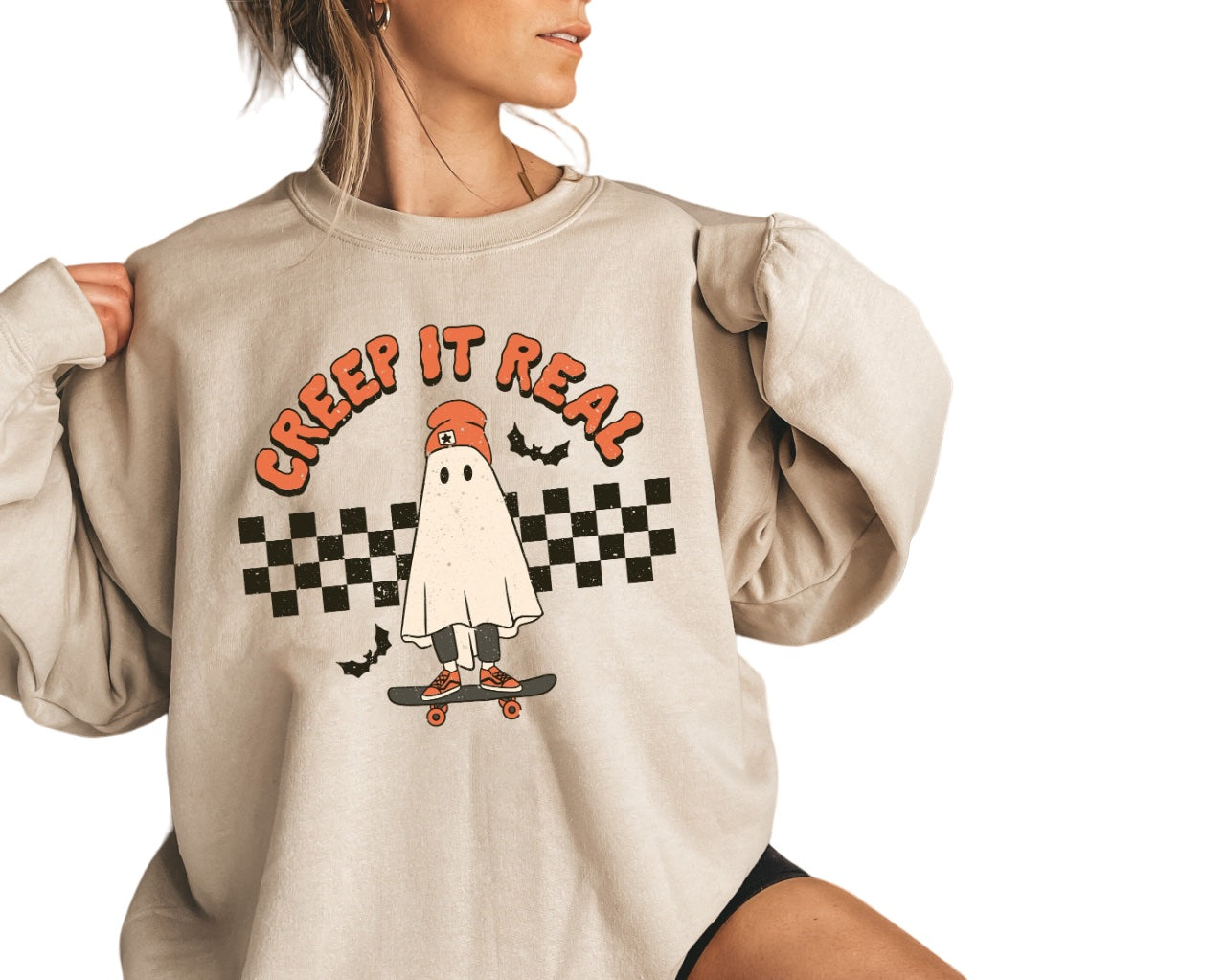 Creep It Real Halloween Sweatshirt, spooky mama halloween mom shirt, scary trick or treat, Boo