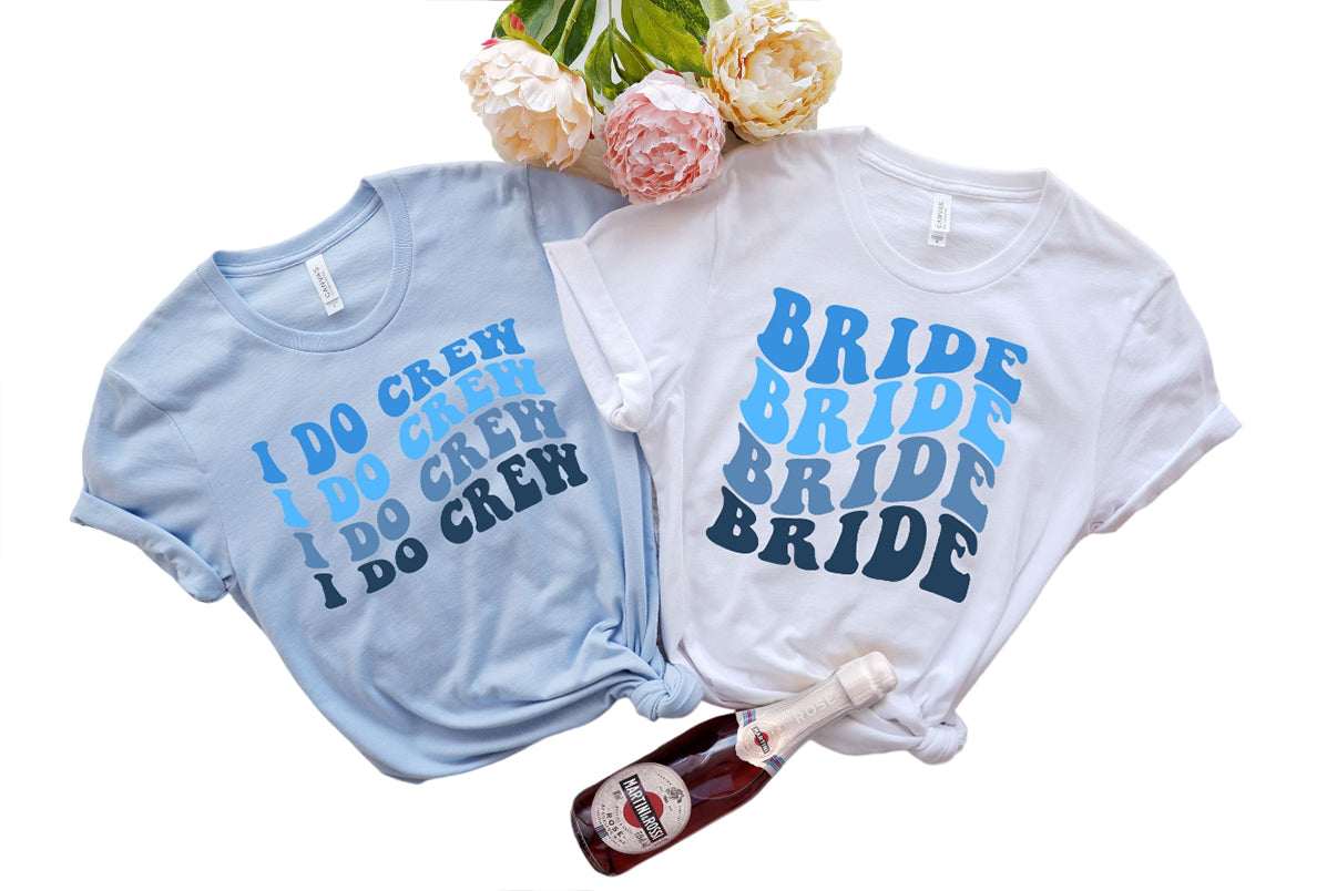 Wavy Bride And I Do Crew, Retro Batch Shirts, Bachelorette Party Shirts, I Do Crew, Bachelorette