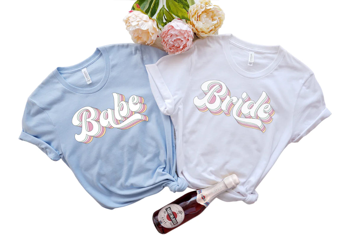 Bride And Babe Retro Batch Shirts, Bachelorette Party Shirts, I Do Crew, Bachelorette T-shirt, Girls