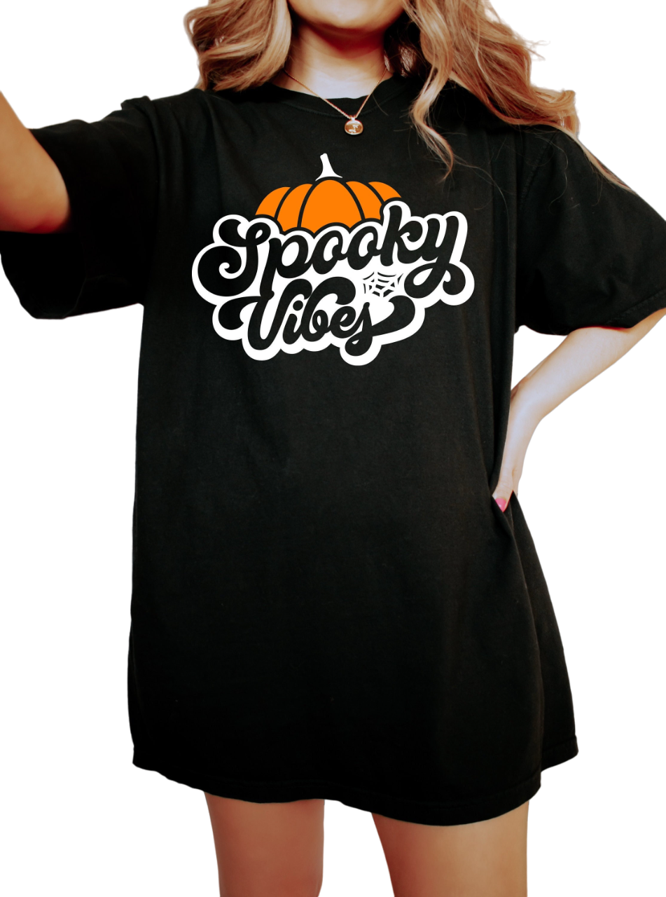 Retro Halloween Vintage Washed shirt, Spooky Vibes Pumpkin Halloween, Vintage Ghost Halloween Shirt,