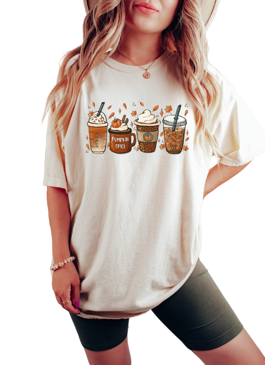 Retro Fall Vintage Washed Shirt, Fall Pumpkin Spice Latte Shirt, Vintage Thanksgiving Shirt, Pumpkin