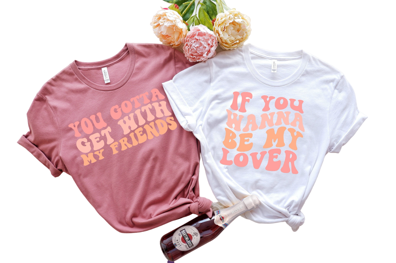 Wavy Lover and Friends, Retro Batch Shirts, Bachelorette Party Shirts, Get With My Friends,