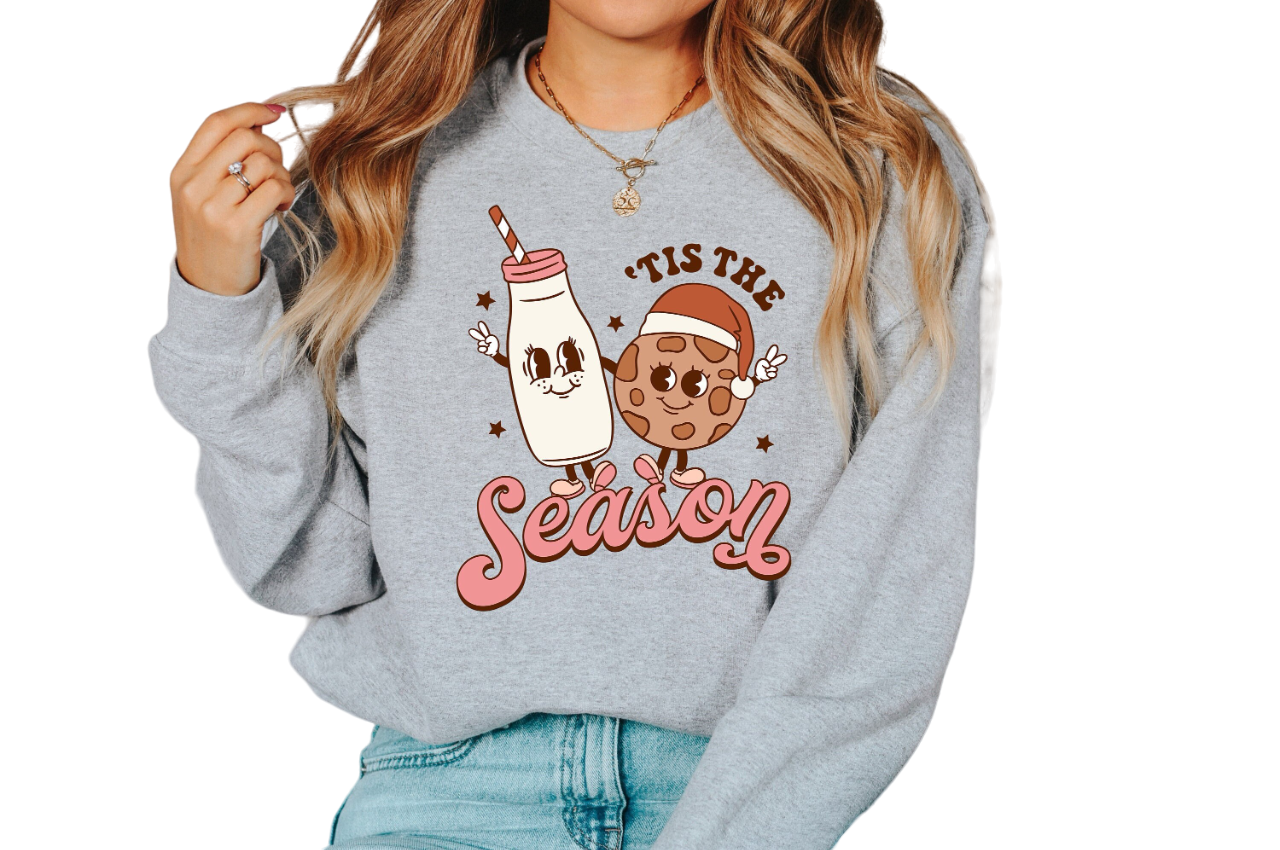 Tis The Season Santa Sweater, Vintage Christmas, Christmas Sweatshirt, Women's Cute Santa, Xmas