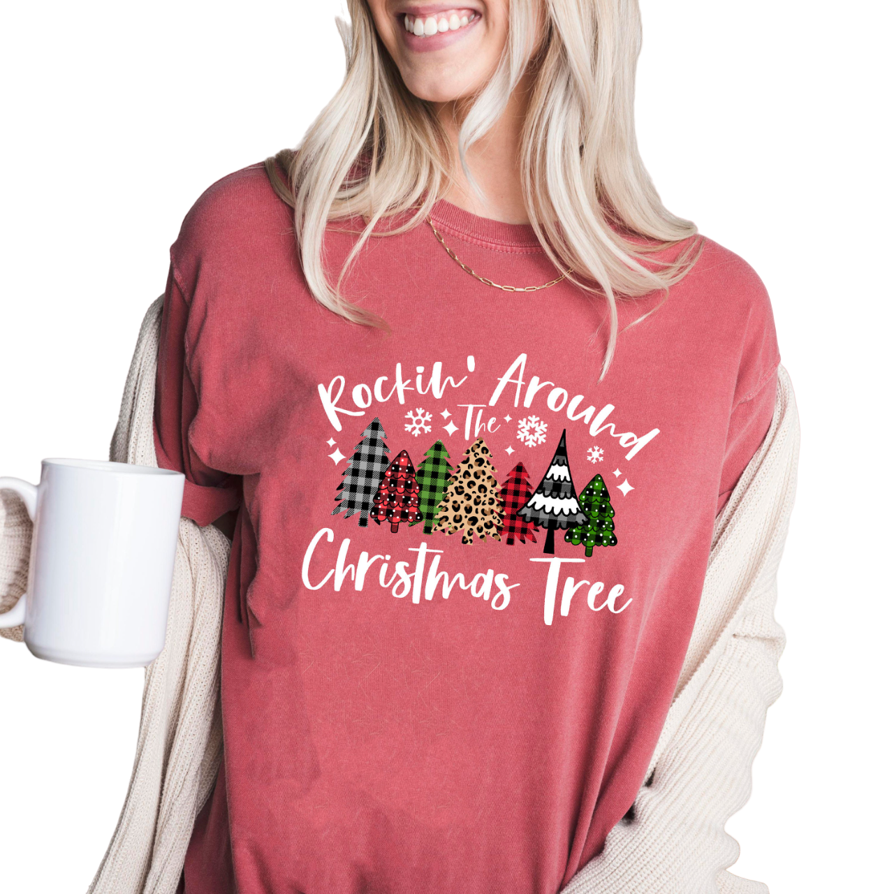 Retro Christmas Vintage Washed Shirt, Rocking Around The Tree Shirt, Vintage Santa Christmas Shirt,