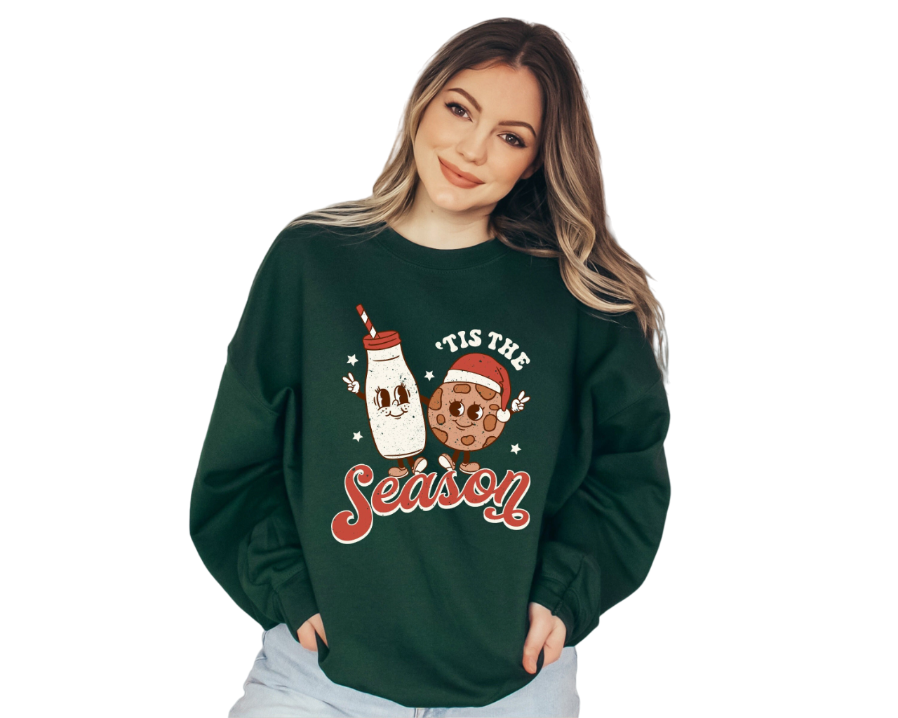 Tis The Season Santa Sweater, Vintage Christmas, Christmas Sweatshirt, Women's Cute Santa, Xmas