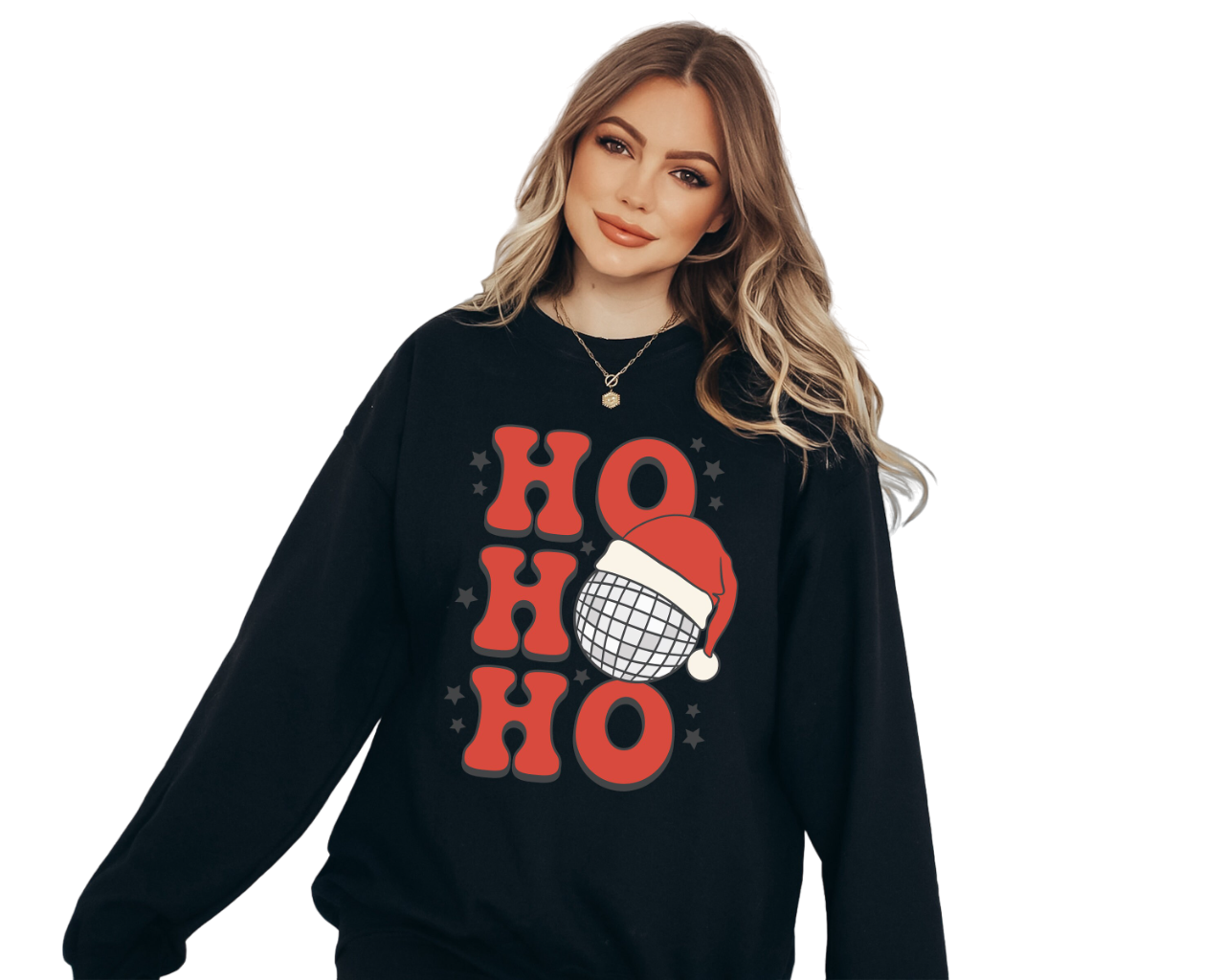 Ho Ho Ho Sweater, Vintage New Years And Christmas, Christmas Sweatshirt, Women's Cute Santa, Xmas