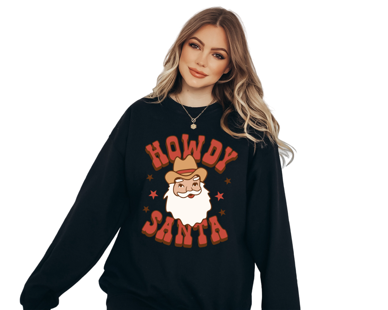 Howdy Santa Western Holiday Sweater, Vintage Christmas, Christmas Sweatshirt, Womens Cute Santa,