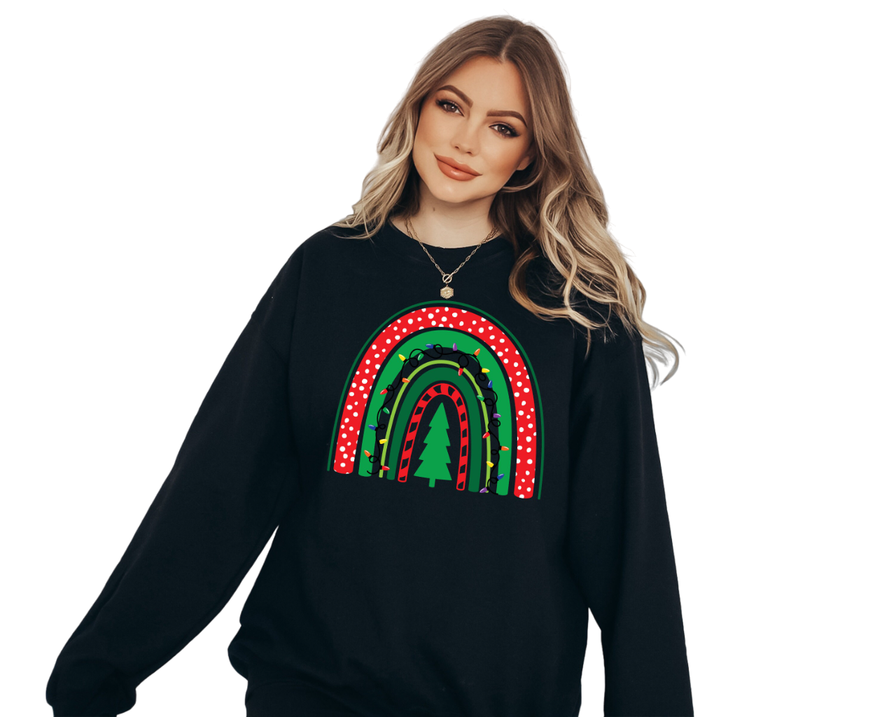 Boho Christmas Tree Sweater, Vintage Christmas, Christmas Sweatshirt, Women's Cute Santa, Xmas