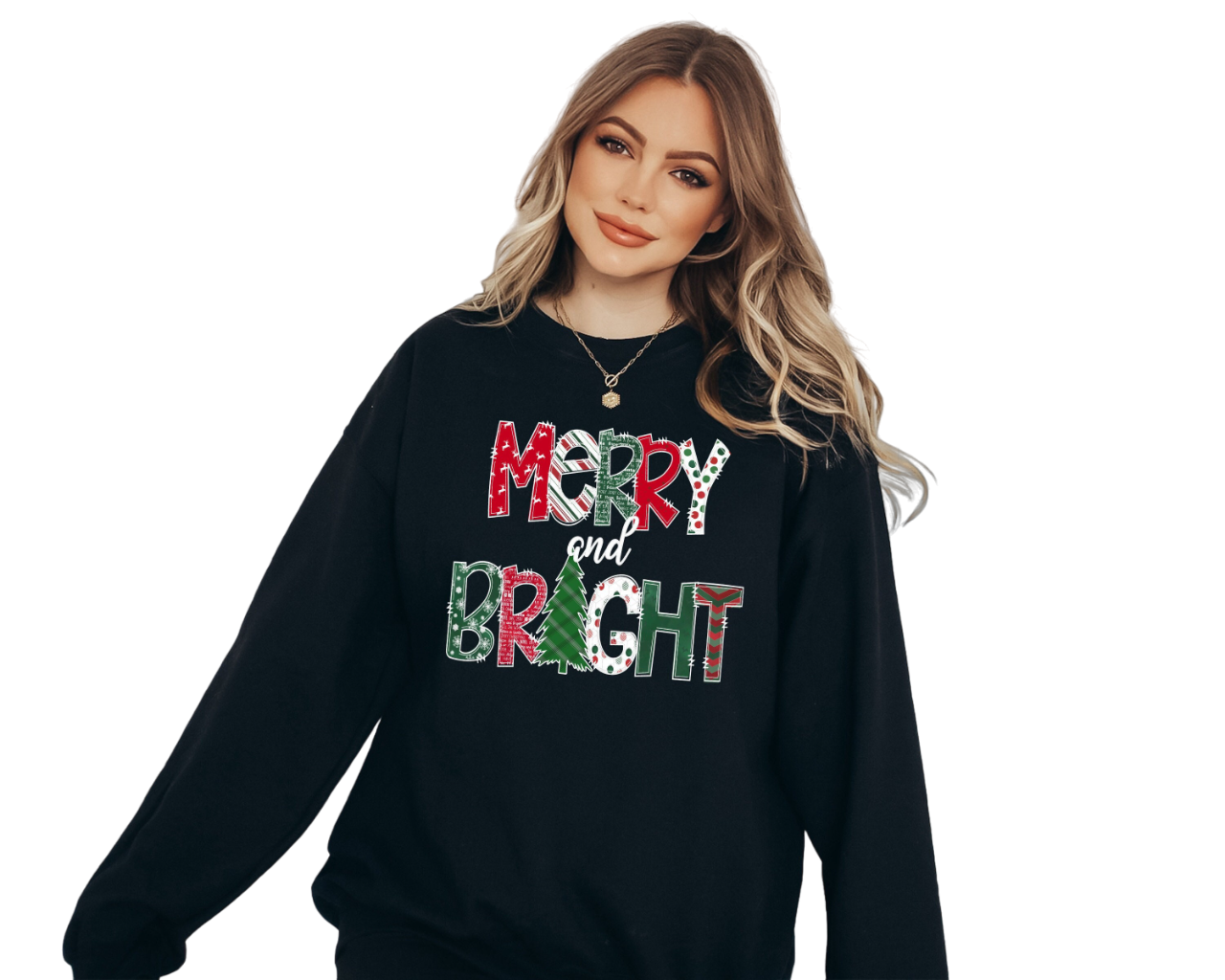 Merry And Bright Santa Sweater, Vintage Christmas, Christmas Sweatshirt, Women's Cute Santa, Xmas