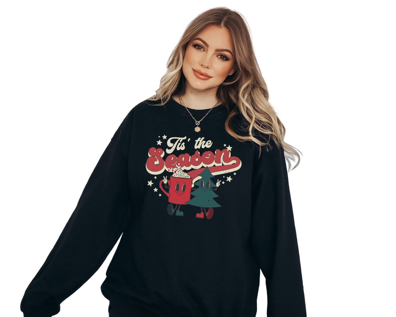 Tis The Season Santa Sweater, Vintage Christmas, Christmas Sweatshirt, Women's Cute Santa, Xmas