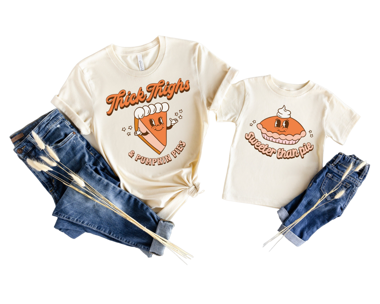 Mommy and Me Fall Matching Outfits, Thick Thighs Sweeter Than Pumpkin Pies, Mommy and Me Tee,