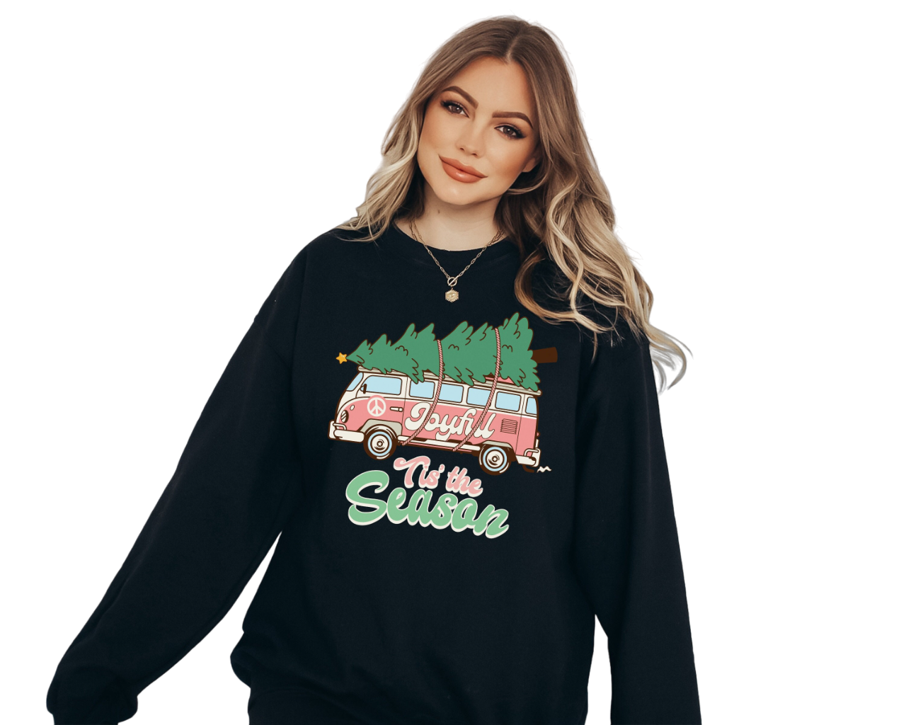 Tis The Season Van Sweater, Vintage Christmas, Christmas Sweatshirt, Women's Cute Santa, Xmas