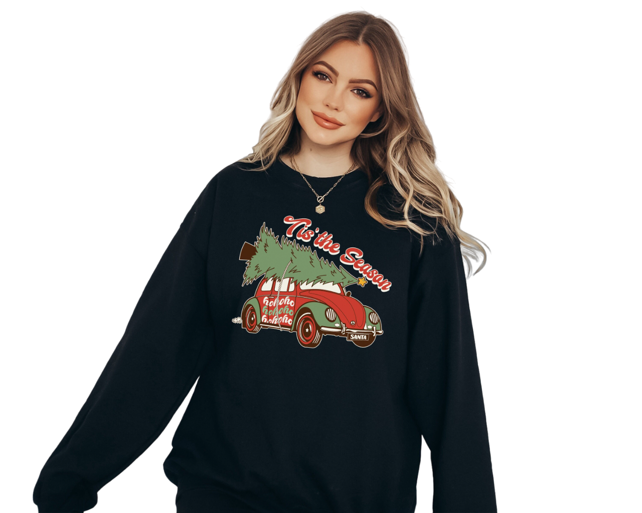 Tis The Season Van Sweater, Vintage Christmas, Christmas Sweatshirt, Women's Cute Santa, Xmas