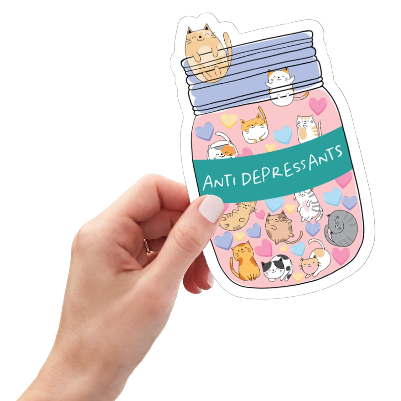 Cats Are My Anti Depressants Sticker, Mental Health Sticker, Funny Water Bottle Sticker, Hydro