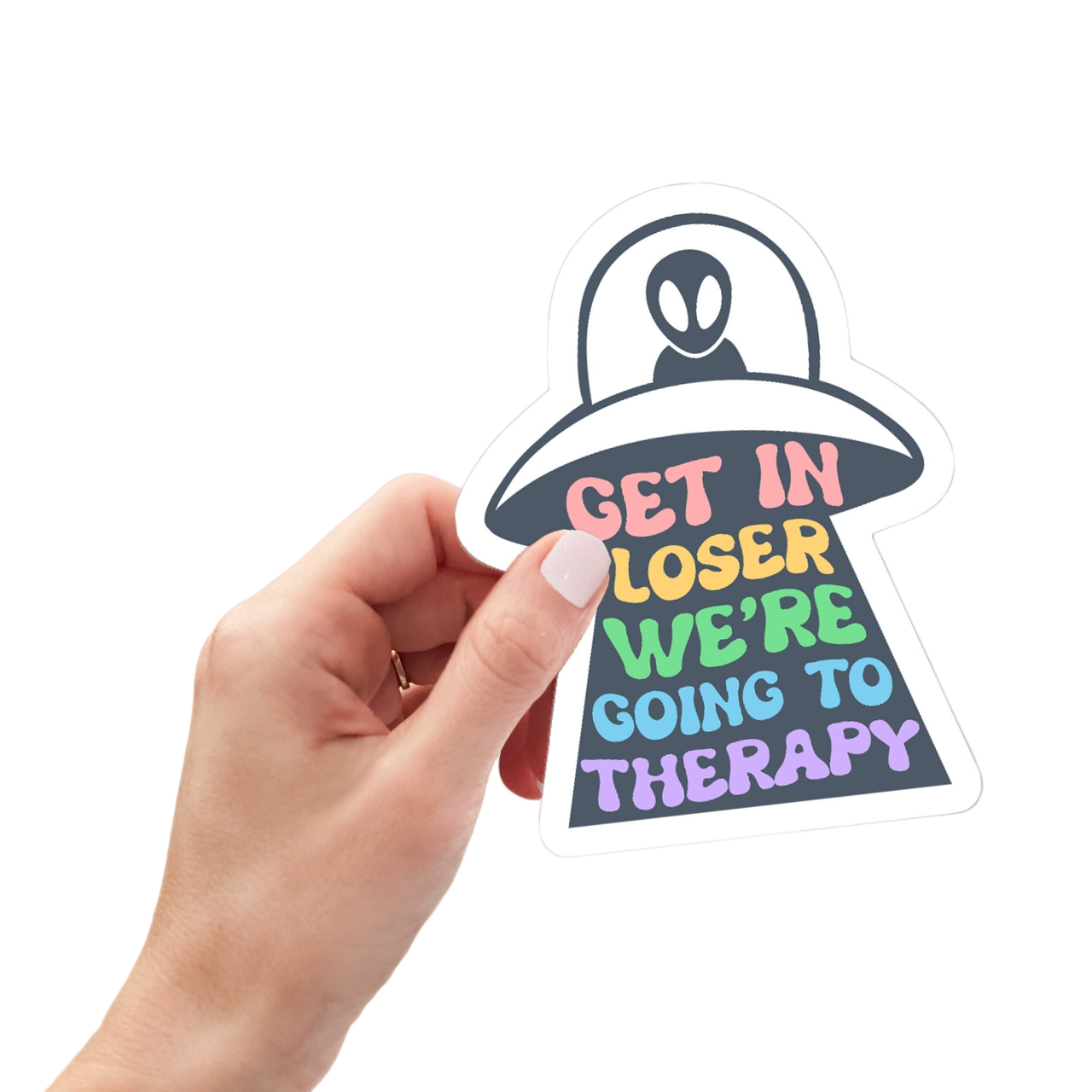 Get In Loser We are Going To Therapy, Mental Health Sticker, Funny Water Bottle Sticker, Hydro