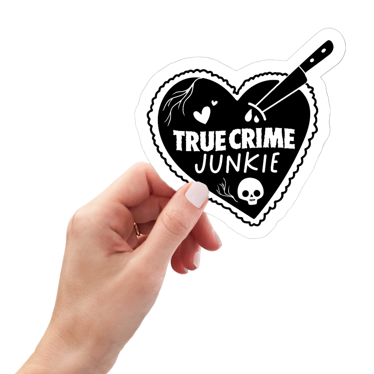 Retro True Crime Junkie Weatherproof Sticker, Crime Junkie, Vintage Crime Lover Laptop Sticker,