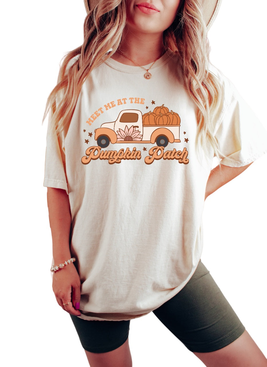 Retro Fall Vintage Washed Shirt, Meet Me At The Pumpkin Patch, Vintage Thanksgiving Pumpkin Shirt,