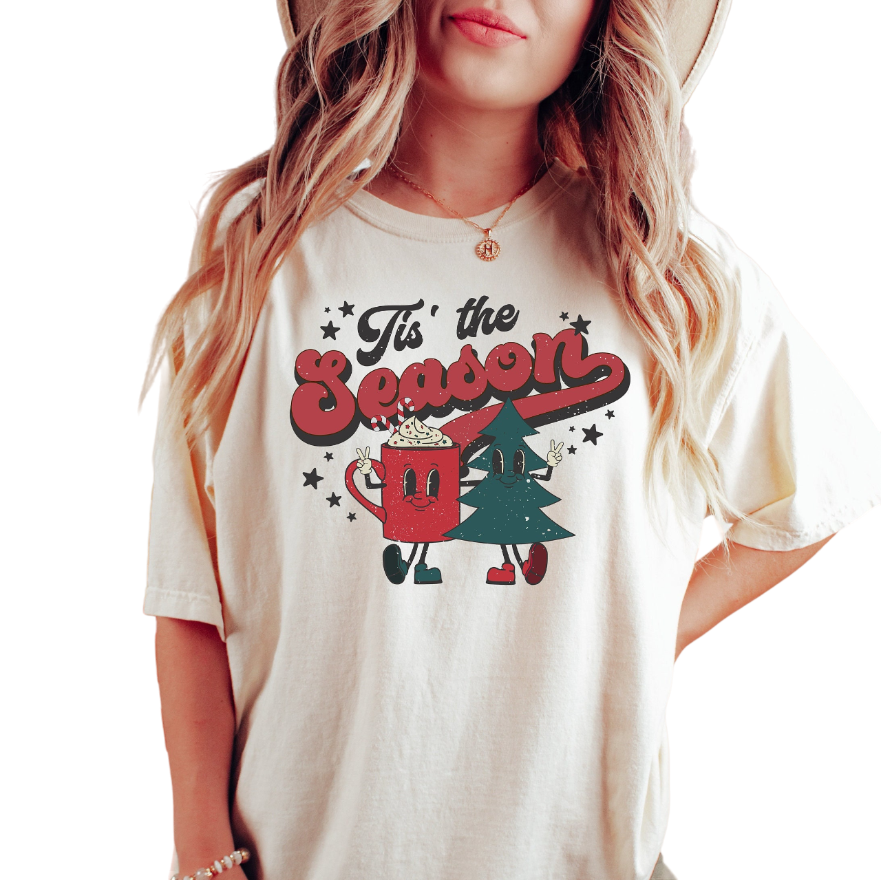 Retro Christmas Vintage Washed Shirt, Tis The Season Shirt, Vintage Santa Christmas Shirt, Retro