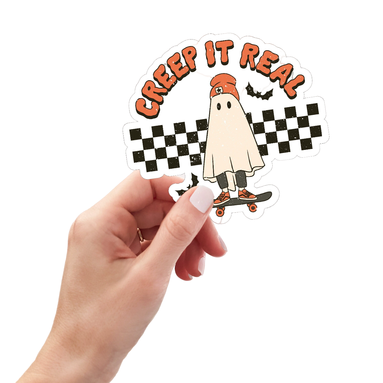 Retro Halloween Weatherproof Sticker, Creep it Real Sticker, Vintage Ghost Halloween Laptop Sticker,