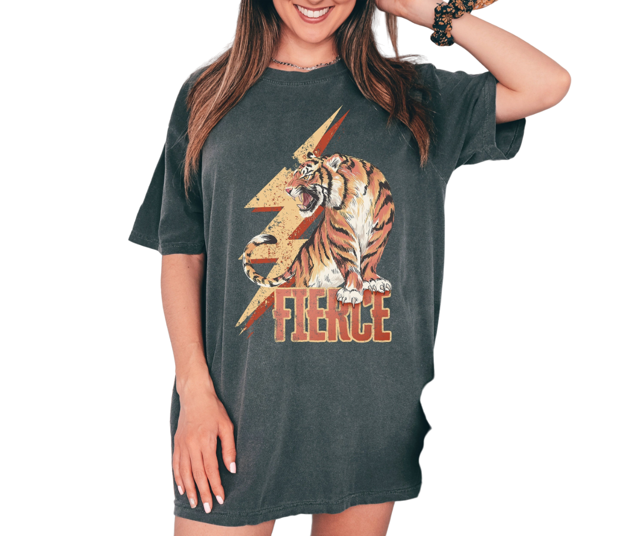 Retro Vintage Washed Shirt, Fierce Tiger Lighting Shirt, Vintage Free Spirit Shirt, Oversized Shirt,