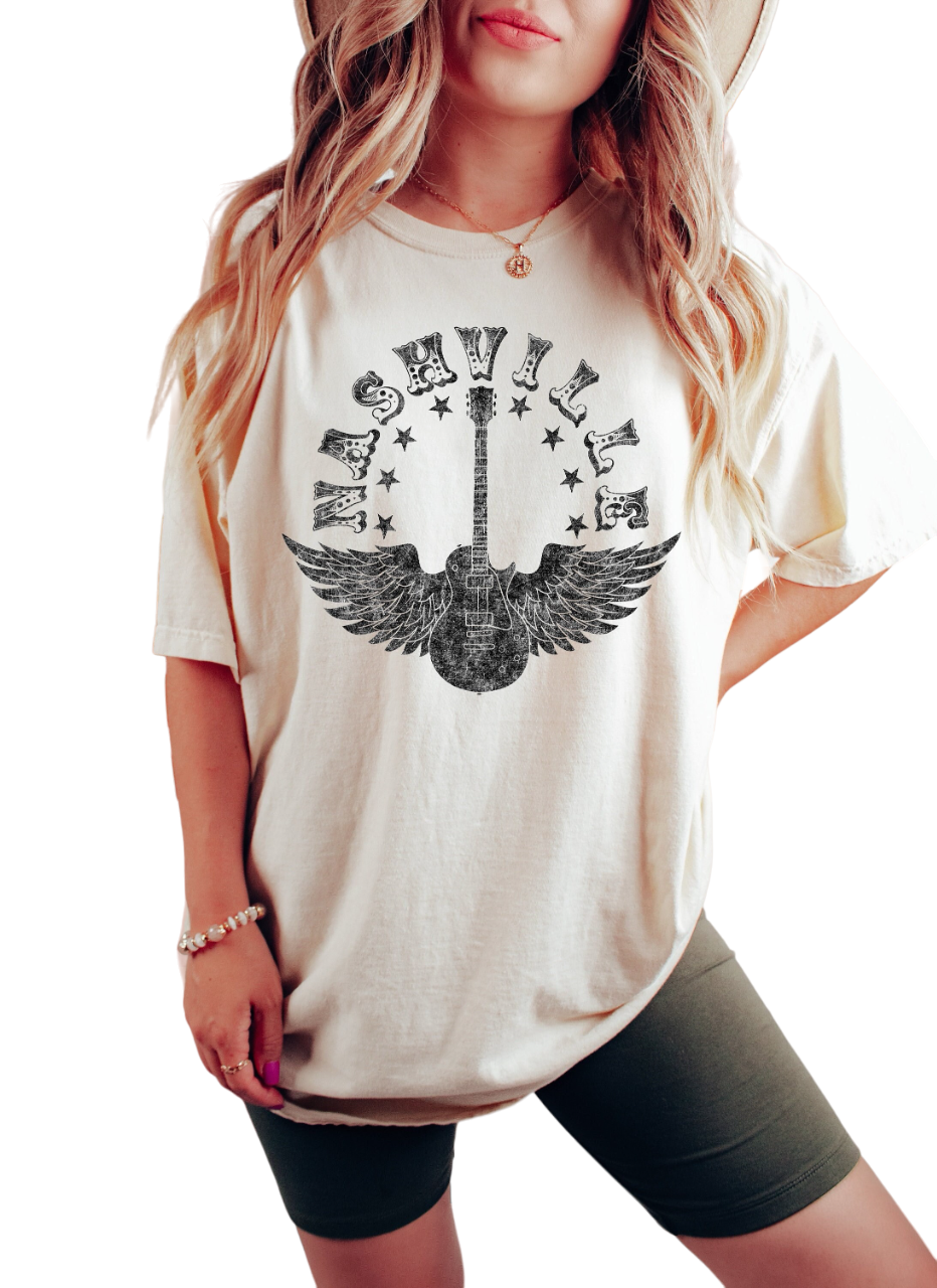 Retro Music City Vintage Washed Shirt, Nashville Tennessee Shirt, Vintage Free Spirit Shirt,