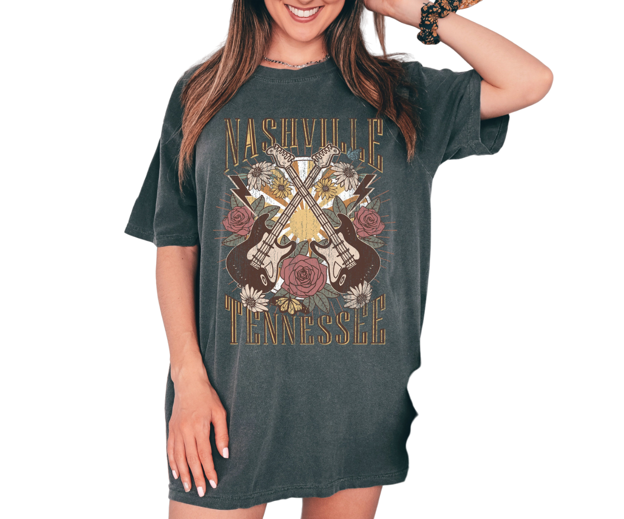 Retro Music City Vintage Washed Shirt, Nashville Tennessee Shirt, Vintage Free Spirit Shirt,