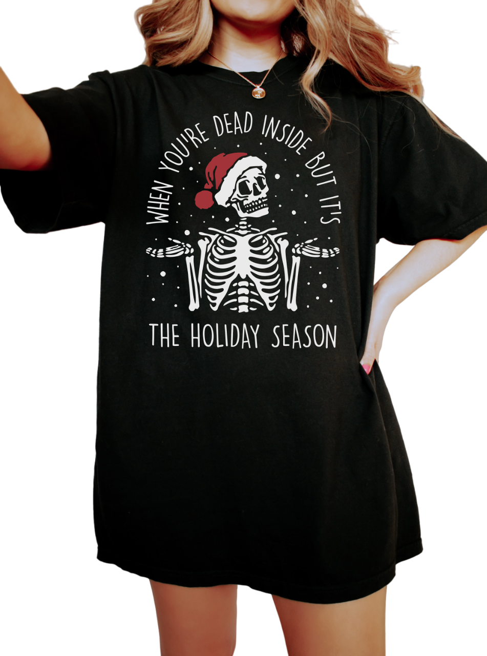 Retro Christmas Vintage Washed Shirt, When You're Dead Inside But It Is Christmas Shirt, Vintage