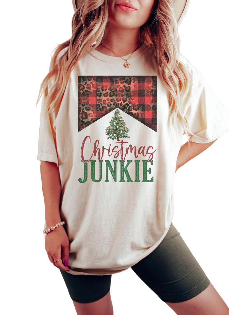 Retro Christmas Vintage Washed Shirt, Christmas Junkie Shirt, Vintage Santa Christmas Shirt, Retro